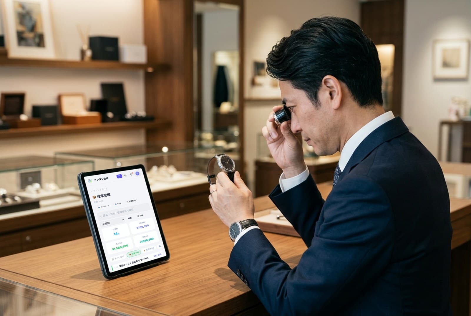 ブランド・時計の買取でカンタン台帳を使う様子